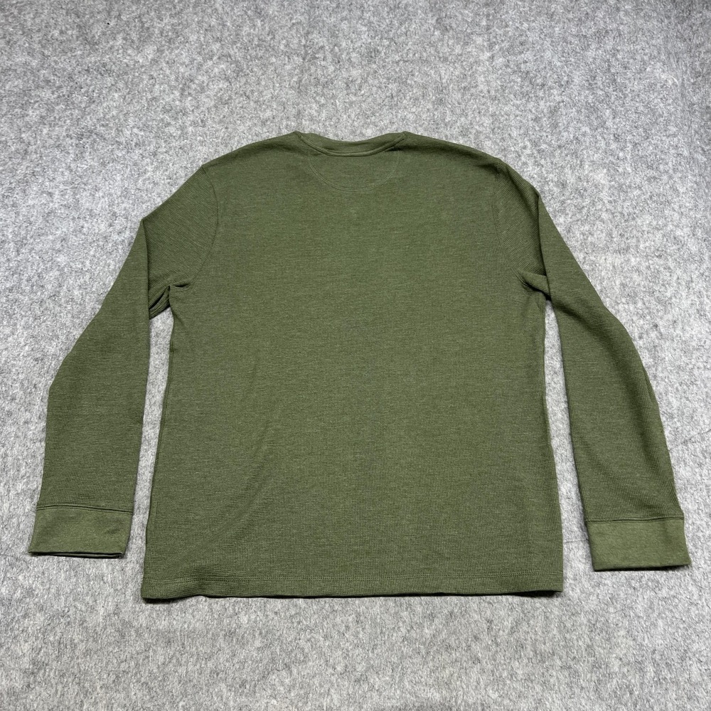 Ocean Coast Shirt Mens M Green Thermal Long Sleeve Crewneck Tee T Shirt Casual‎